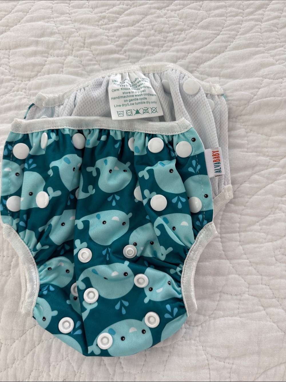 All4Baby Teal Whale Pattern Reusable Diaper Cover